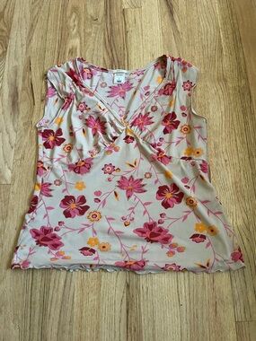 Old Navy Pink And Orange Floral Sleeveless Shirt